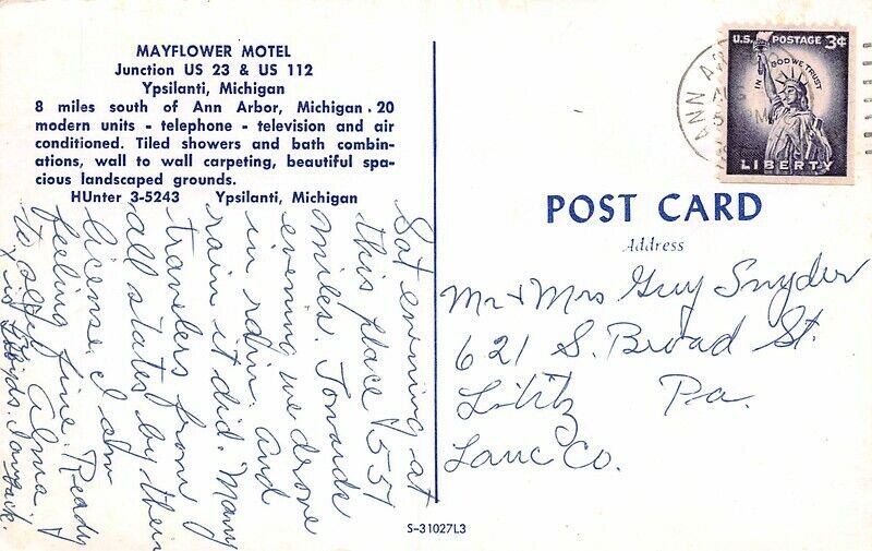 Mayflower Motel and Restaurant (Pilgrims Inn) - Postcard